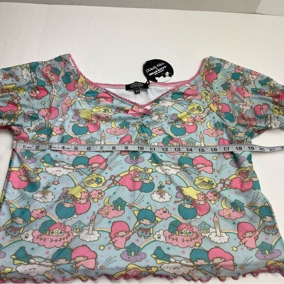 Dolls Kill Little Twin Stars Hello Kitty Collab Crop Top 3X Kawaii Cute Cat NEW - Picture 8 of 8
